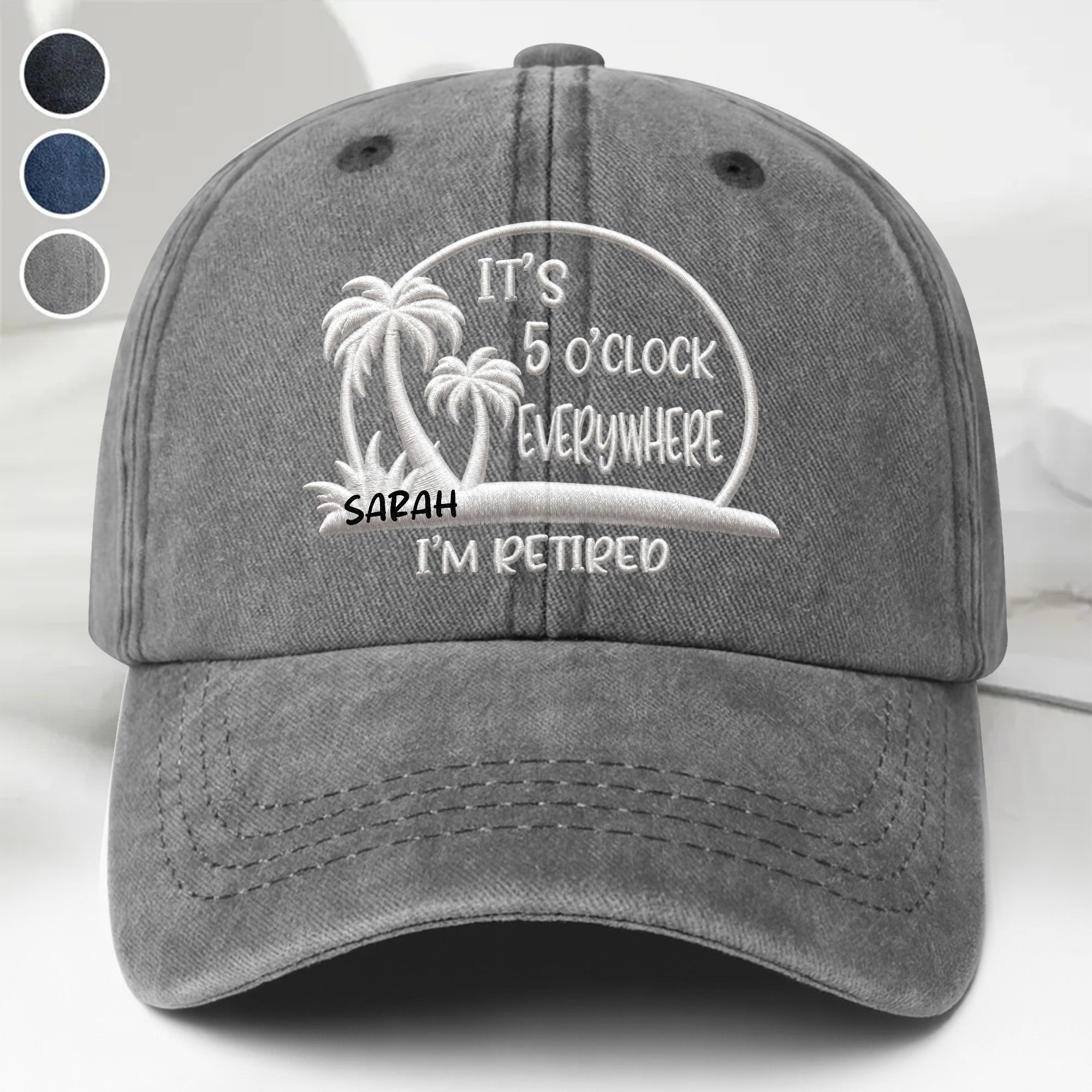Personalized Washed Denim Cap Custom Name Gift for Retirees