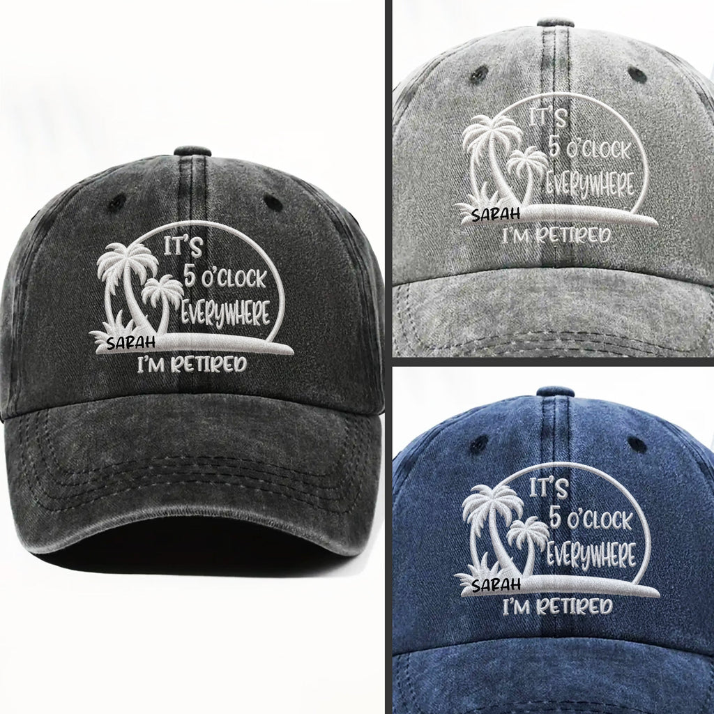 Personalized Washed Denim Cap Custom Name Gift for Retirees Washed Denim Cap GradoCreations
