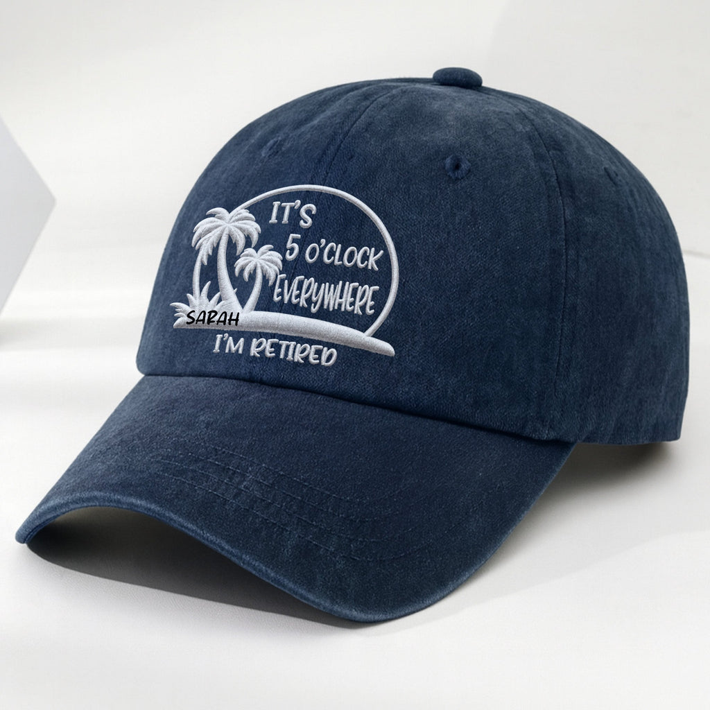 Personalized Washed Denim Cap Custom Name Gift for Retirees Washed Denim Cap GradoCreations