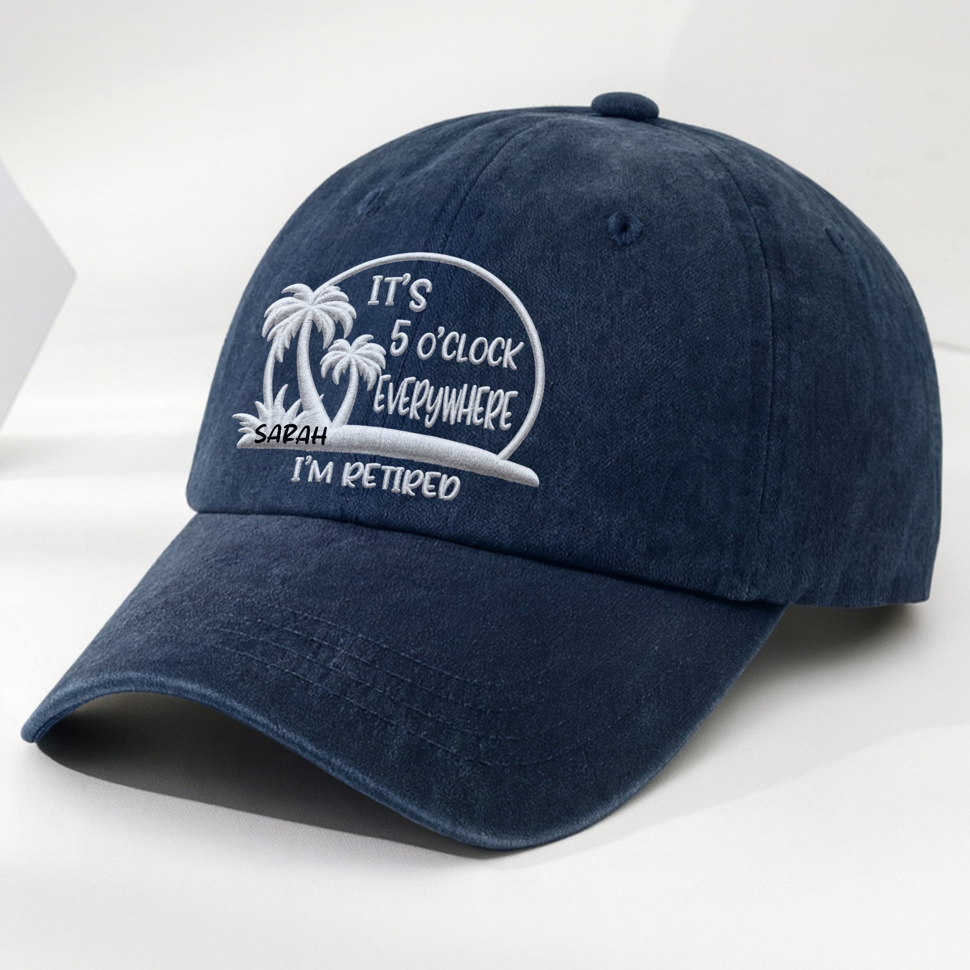 Personalized Washed Denim Cap Custom Name Gift for Retirees Washed Denim Cap GradoCreations