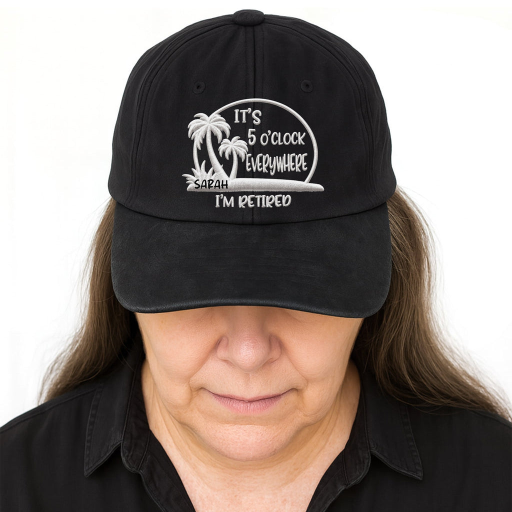Personalized Washed Denim Cap Custom Name Gift for Retirees Washed Denim Cap GradoCreations