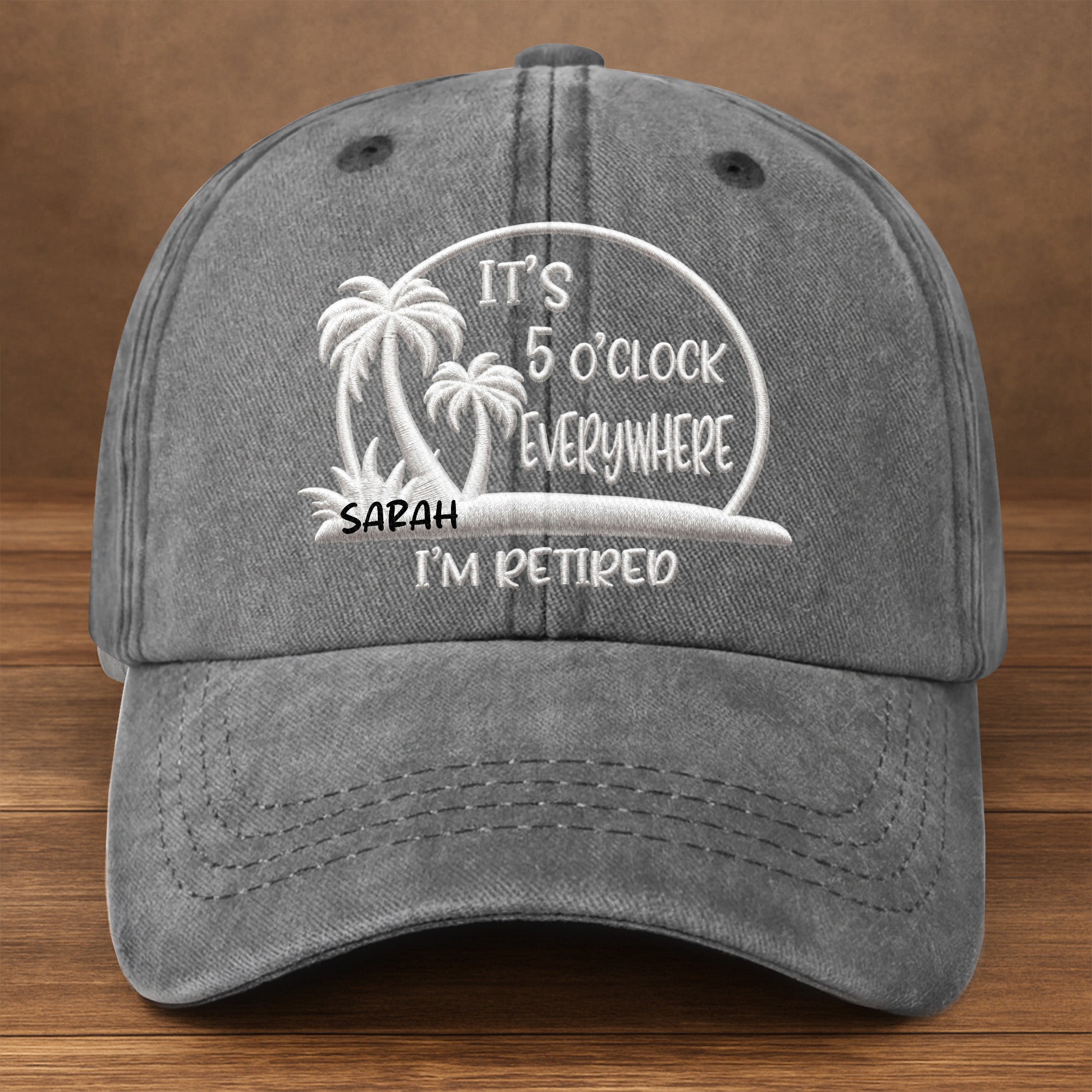 Personalized Washed Denim Cap Custom Name Gift for Retirees Washed Denim Cap GradoCreations