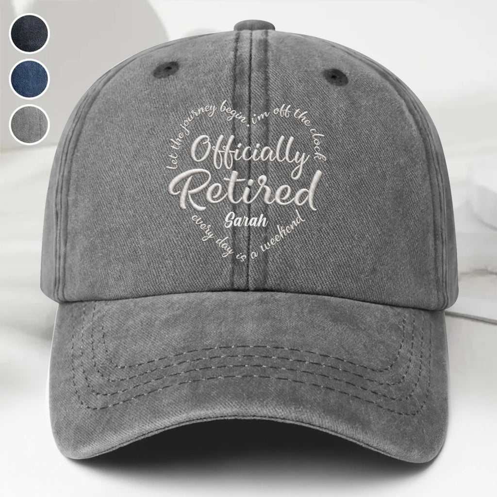 Personalized Denim Cap Custom Heart Typography Gift for Retirement Washed Denim Cap GradoCreations