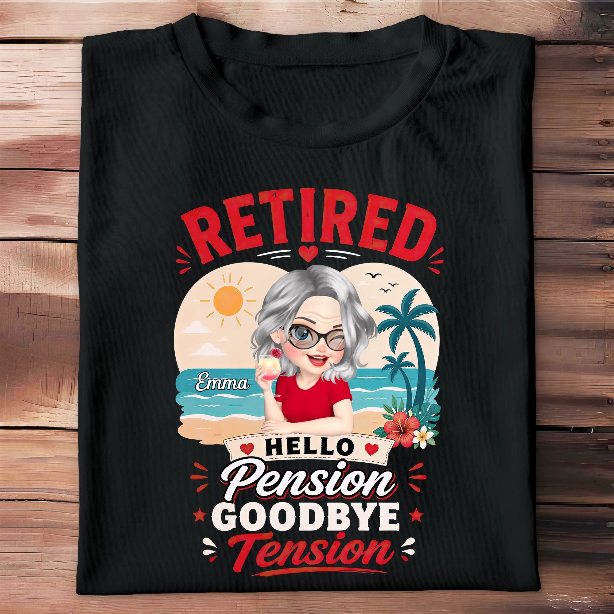 Personalized Retirement T-Shirt Hoodie Beach Life Gift for Her Shirt GradoCreations