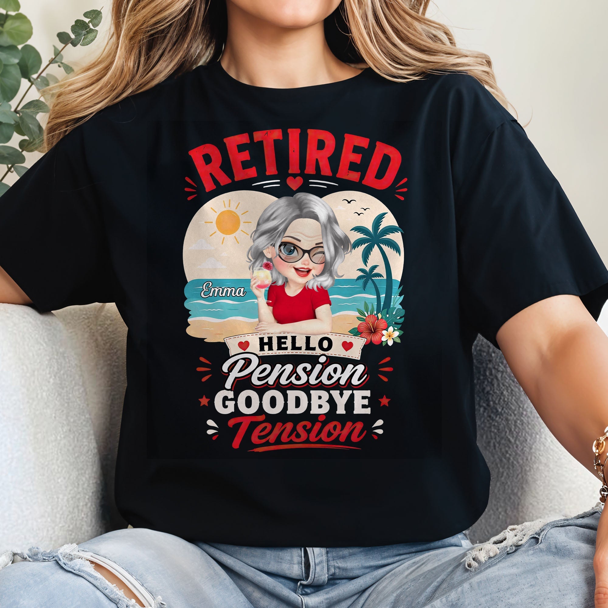 Personalized Retirement T-Shirt Hoodie Beach Life Gift for Her Shirt GradoCreations