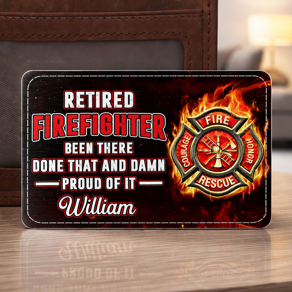 Personalized Aluminum Wallet Card for Retired Firefighter Gift