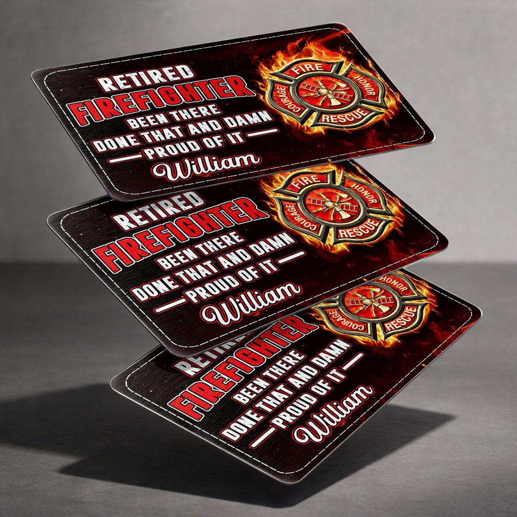 Personalized Aluminum Wallet Card for Retired Firefighter Gift