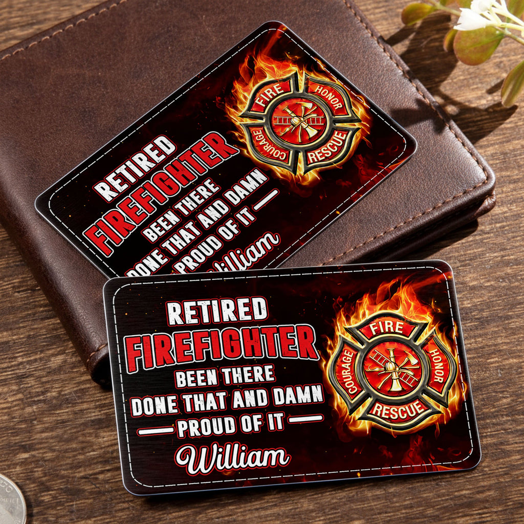Personalized Aluminum Wallet Card for Retired Firefighter Gift