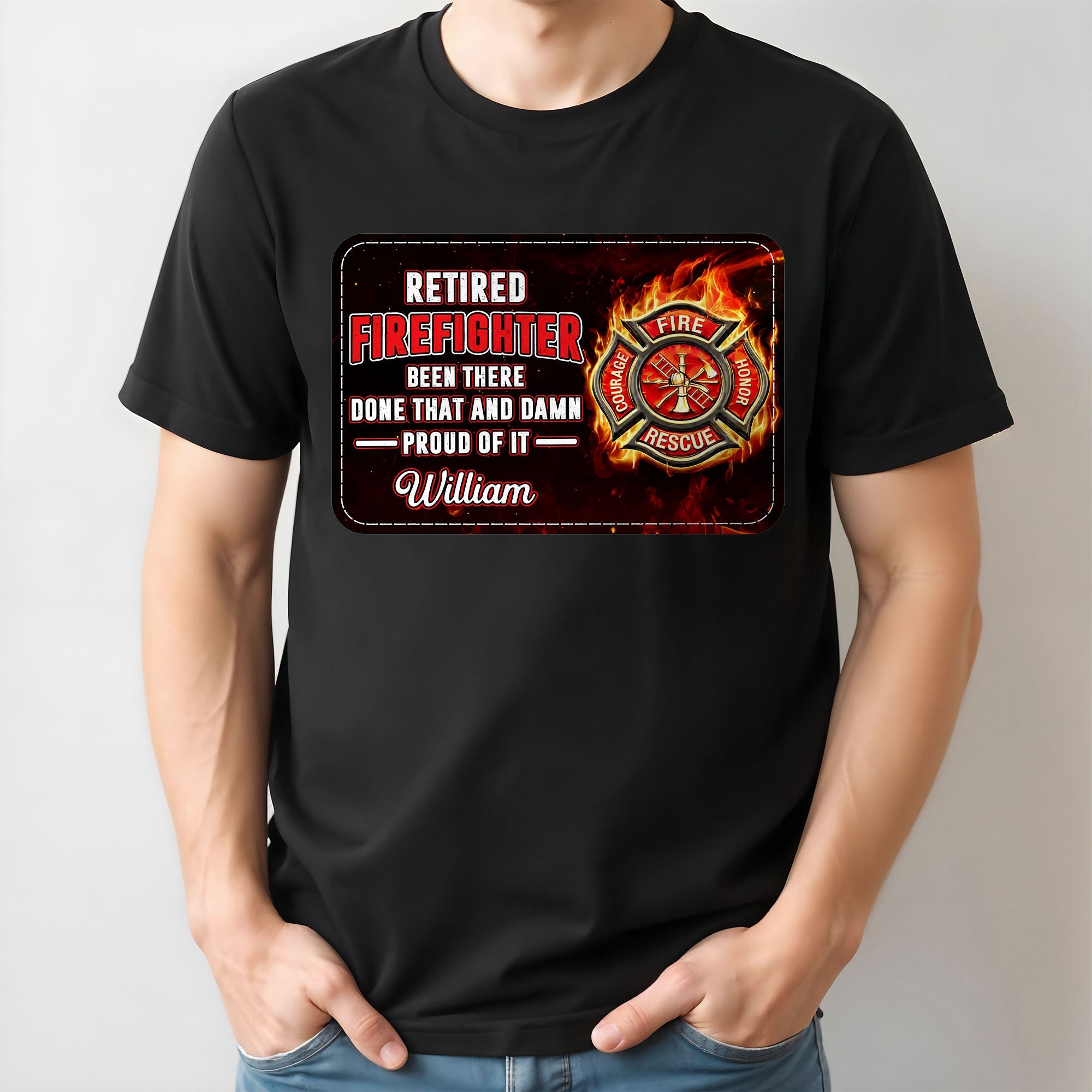 Personalized Retired Firefighter T-Shirt Custom Name Gift Shirt GradoCreations