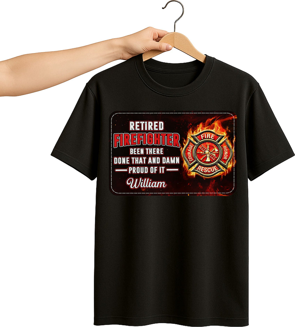 Personalized Retired Firefighter T-Shirt Custom Name Gift Shirt GradoCreations