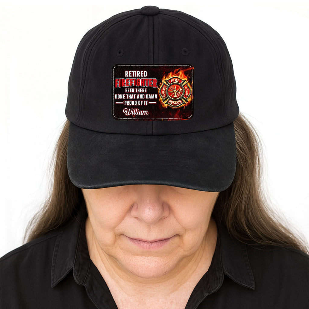 Personalized Washed Denim Cap Custom Name Gift for Retired Firefighter Washed Denim Cap GradoCreations