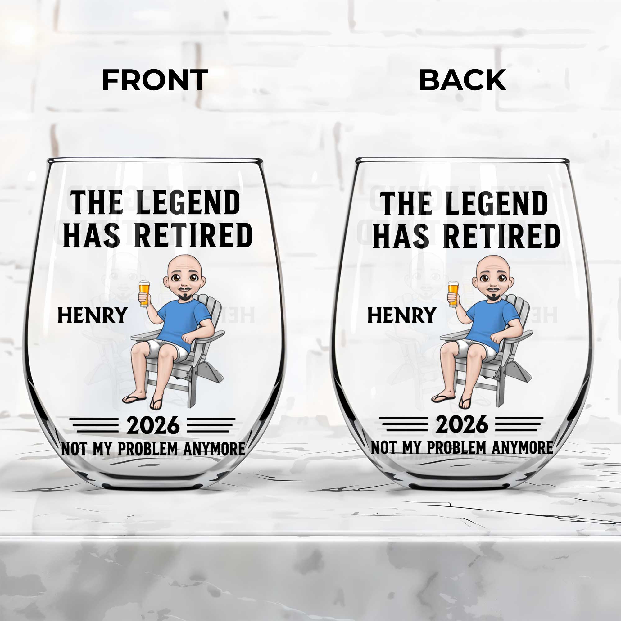 Personalized Stemless Wine Glass Custom Name Gift for Retirement Wine Glasses GradoCreations