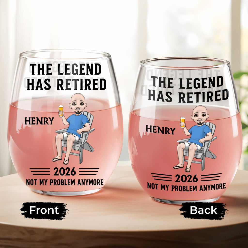 Personalized Stemless Wine Glass Custom Name Gift for Retirement Wine Glasses GradoCreations