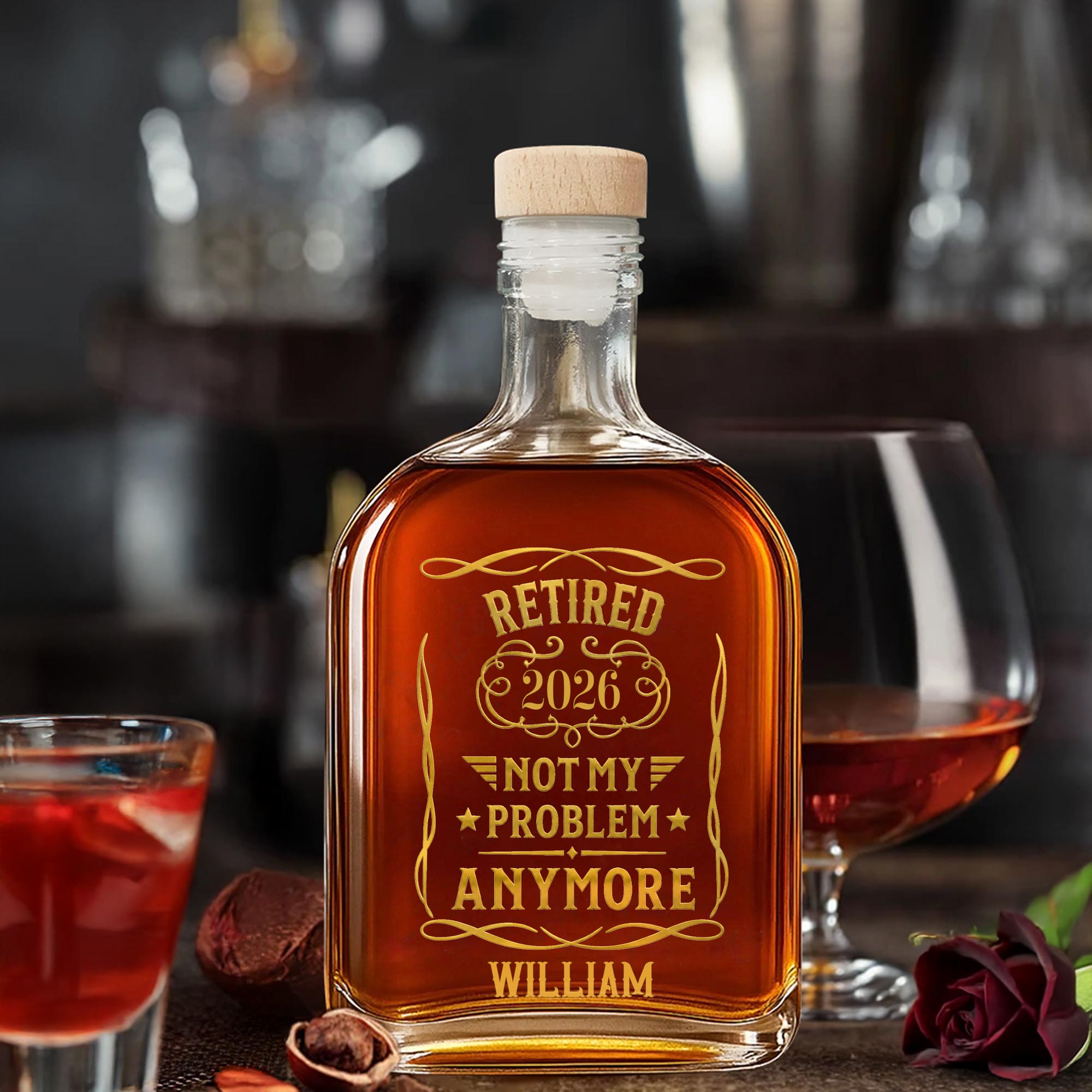 Personalized Whiskey Bottle Custom Name Gift for Dad Retirement Whiskey Bottle GradoCreations