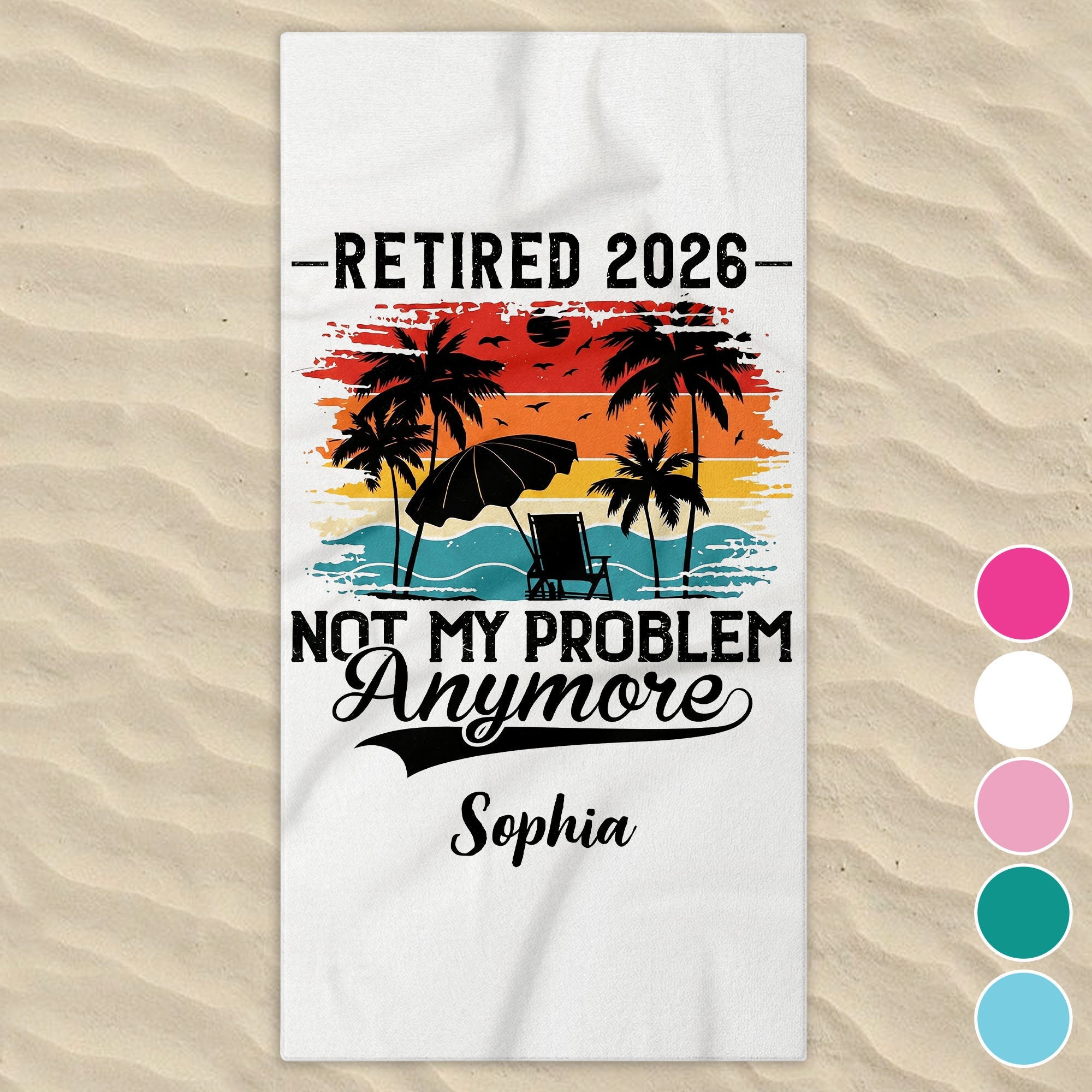 Personalized Funny Beach Towel Custom Name Gift for Retirement Beach Towels GradoCreations