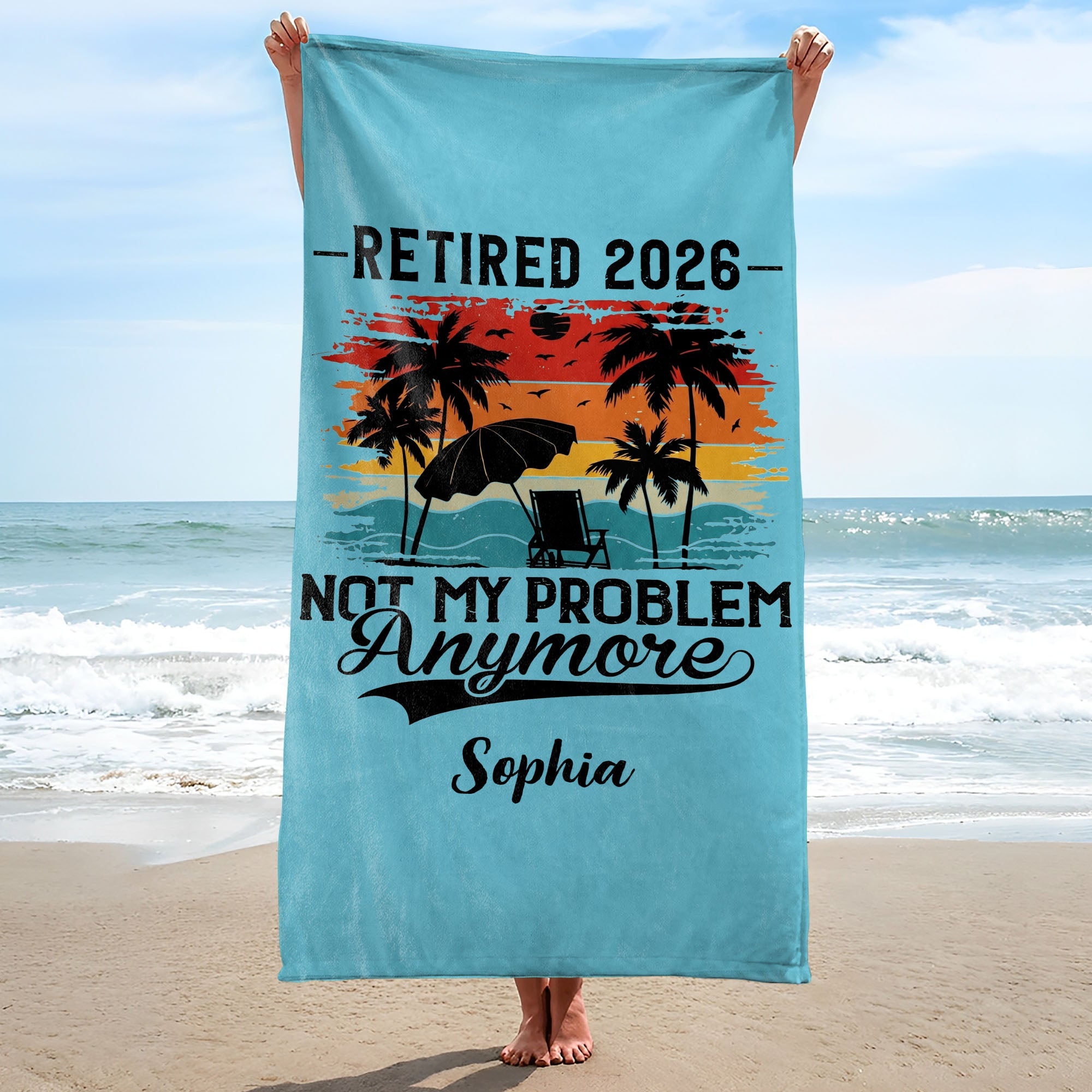 Personalized Funny Beach Towel Custom Name Gift for Retirement Beach Towels GradoCreations