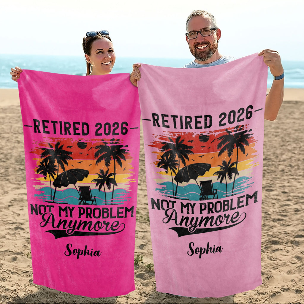 Personalized Funny Beach Towel Custom Name Gift for Retirement Beach Towels GradoCreations