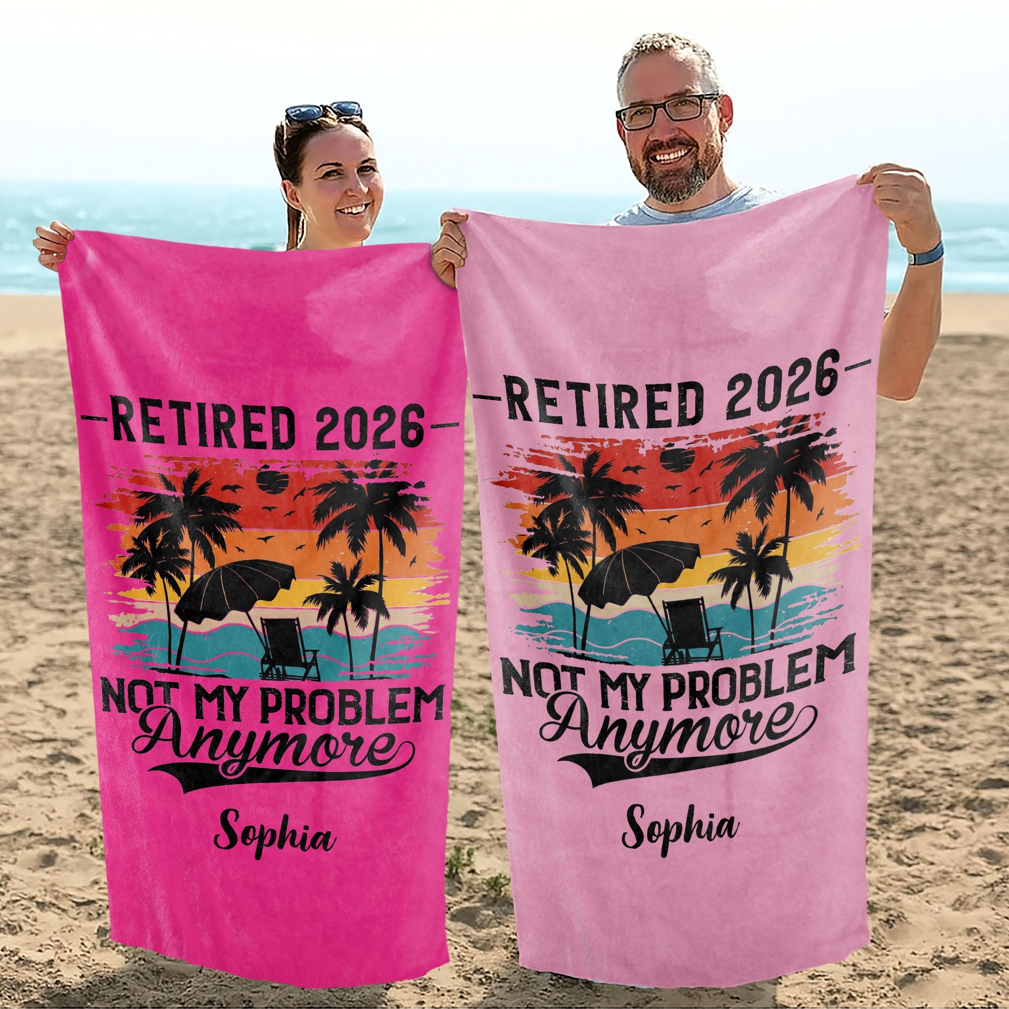 Personalized Funny Beach Towel Custom Name Gift for Retirement Beach Towels GradoCreations