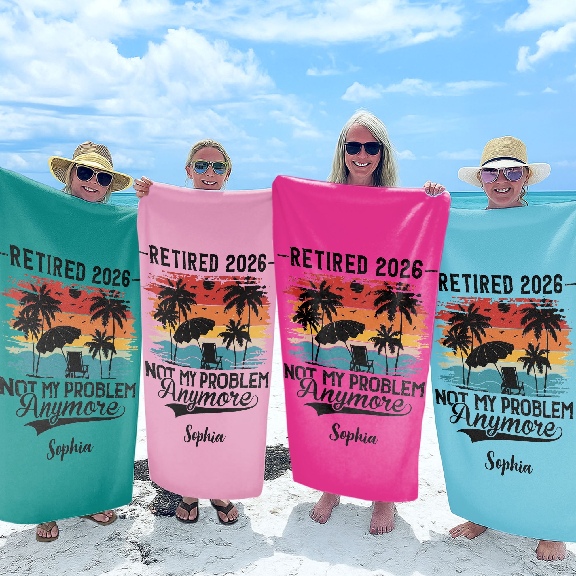 Personalized Funny Beach Towel Custom Name Gift for Retirement Beach Towels GradoCreations