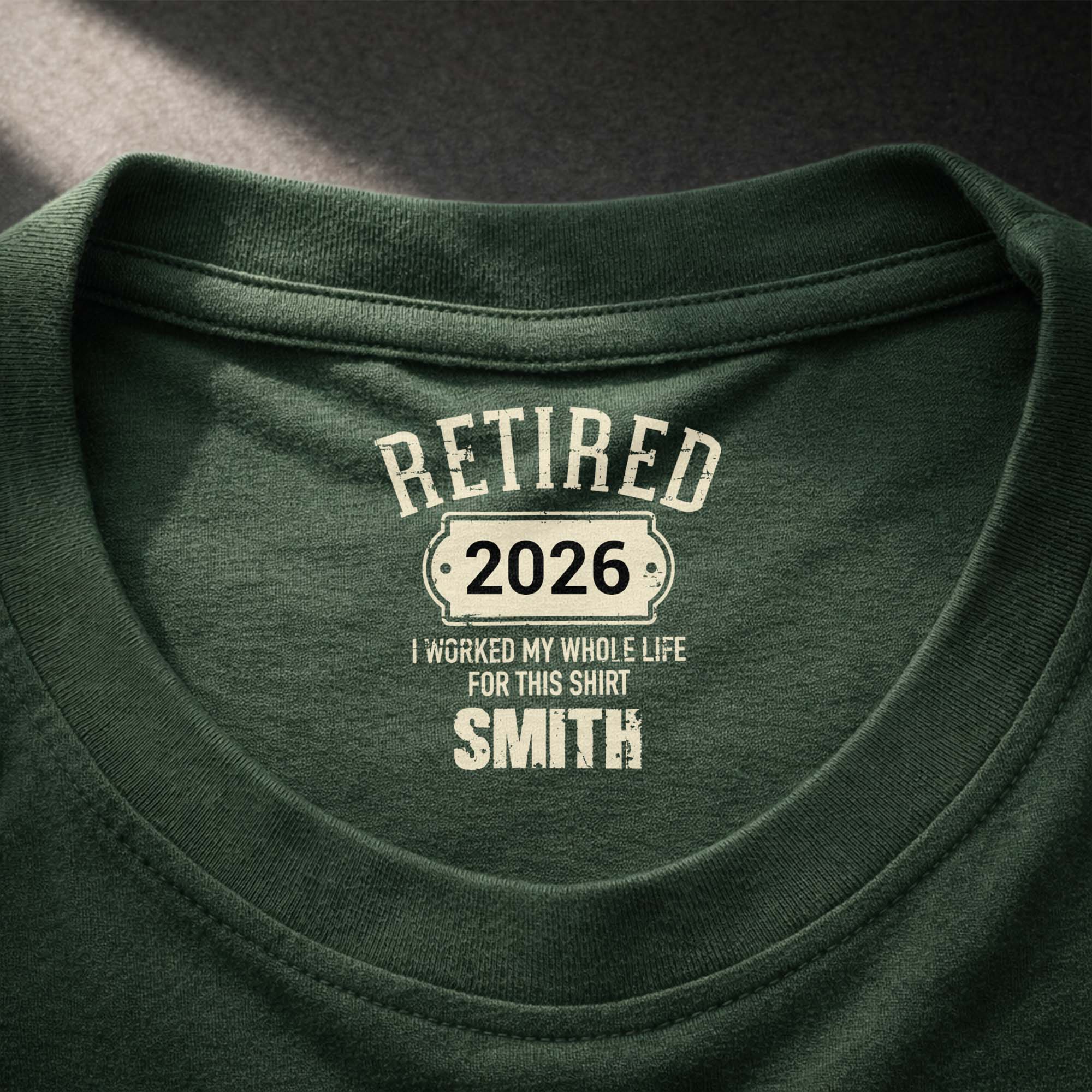 Personalized Retirement T-Shirt Custom Inside Neck Print Gift Basic Shirt, Print inside back collar GradoCreations