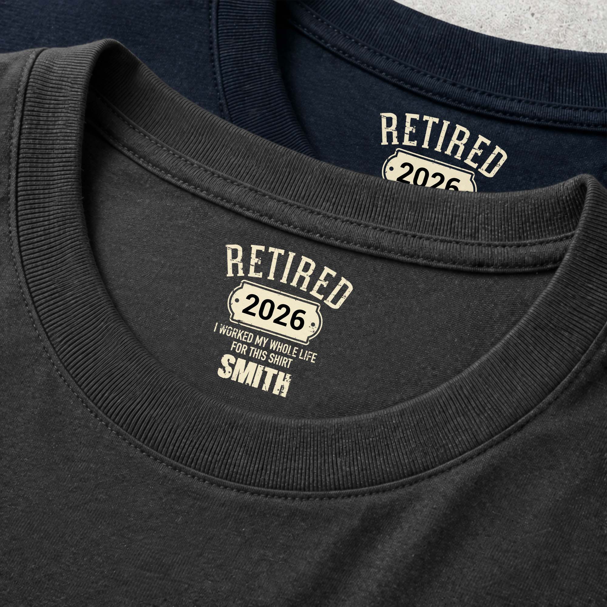 Personalized Retirement T-Shirt Custom Inside Neck Print Gift Basic Shirt, Print inside back collar GradoCreations