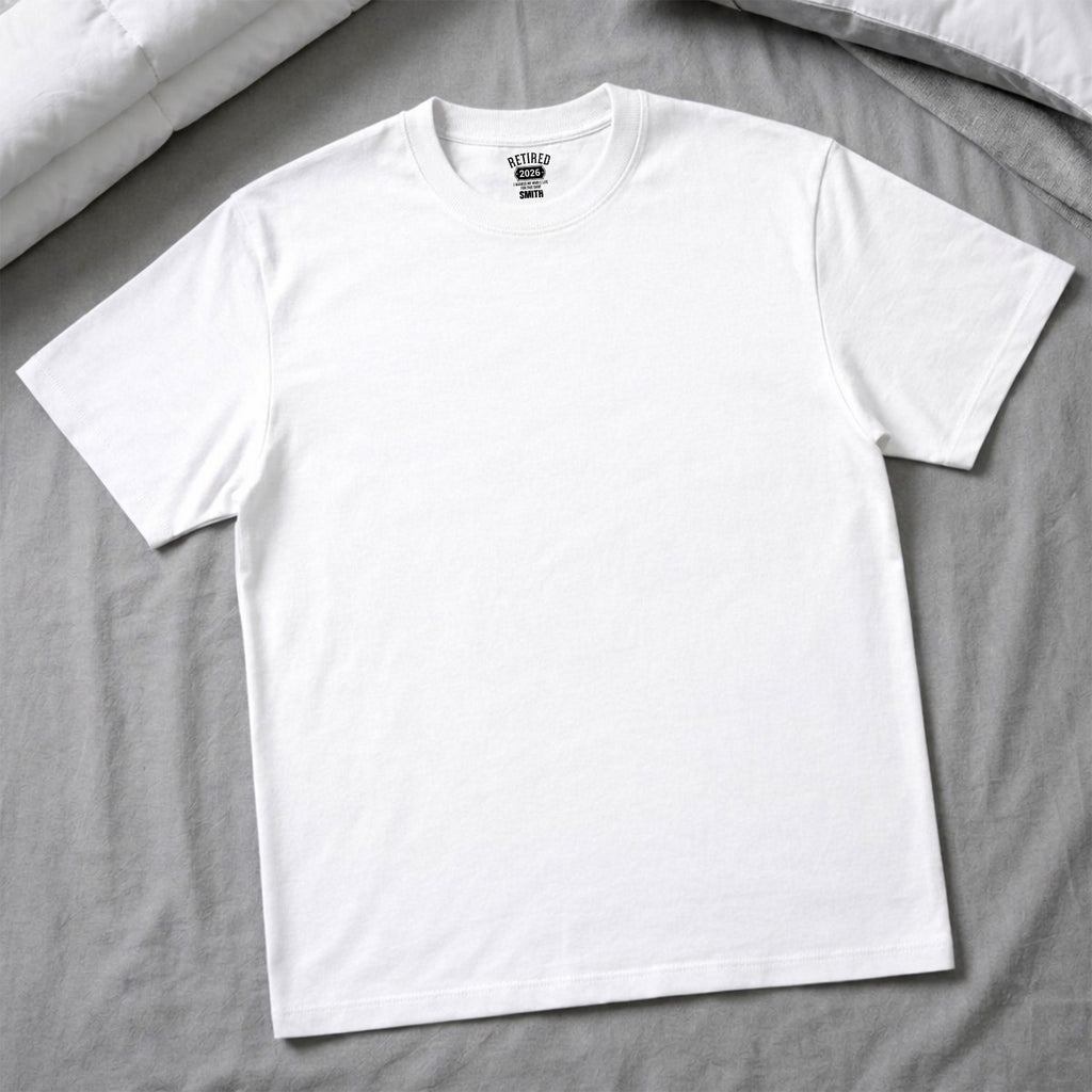 Personalized Retirement T-Shirt Custom Year Gift for Dad Basic Shirt, Print inside back collar GradoCreations