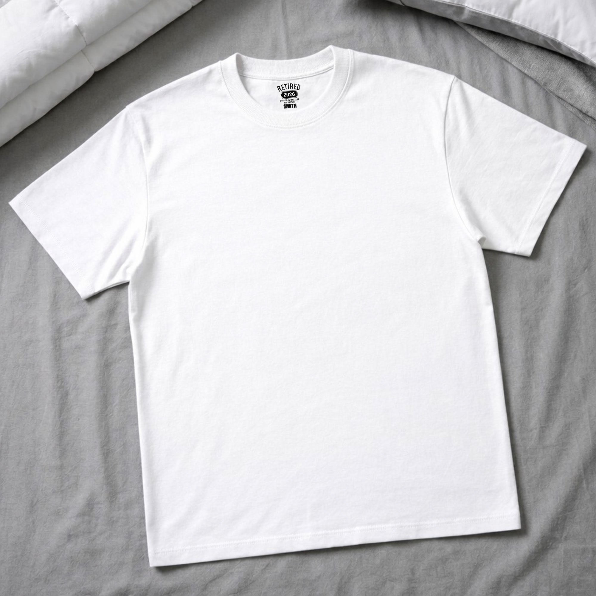 Personalized Retirement T-Shirt Custom Year Gift for Dad Basic Shirt, Print inside back collar GradoCreations