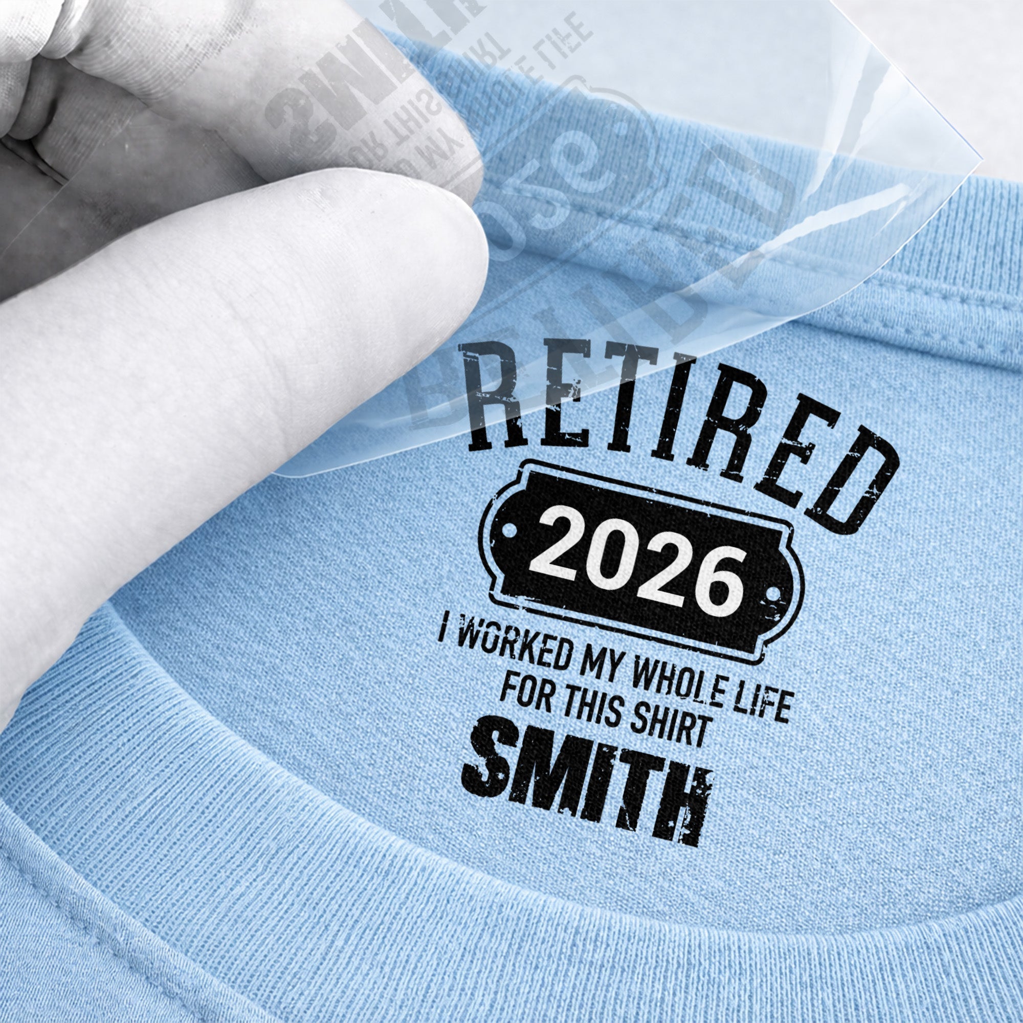 Personalized Retirement T-Shirt Custom Year Gift for Dad Basic Shirt, Print inside back collar GradoCreations