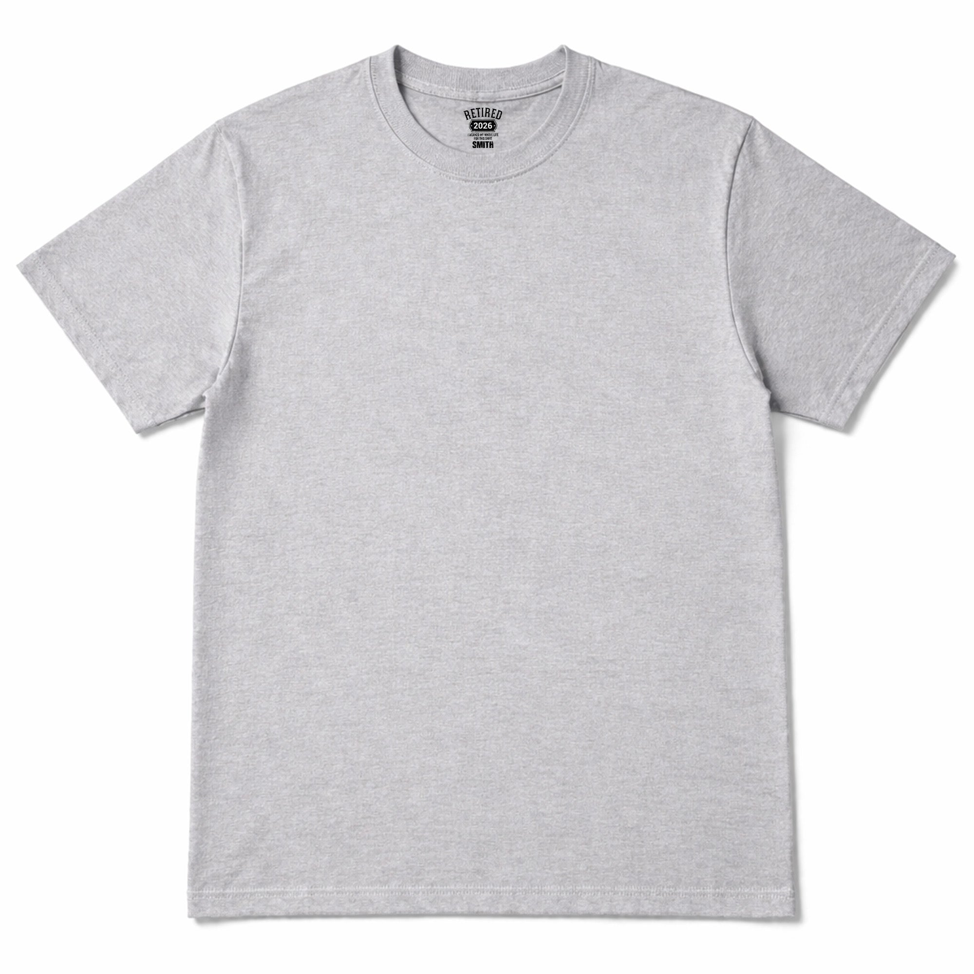 Personalized Retirement T-Shirt Custom Year Gift for Dad Basic Shirt, Print inside back collar GradoCreations