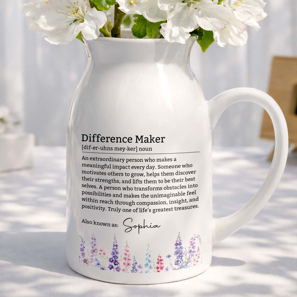 Personalized Ceramic Flower Vase Custom Name Birth Month Flowers Gift for Retirement Flower Vase GradoCreations