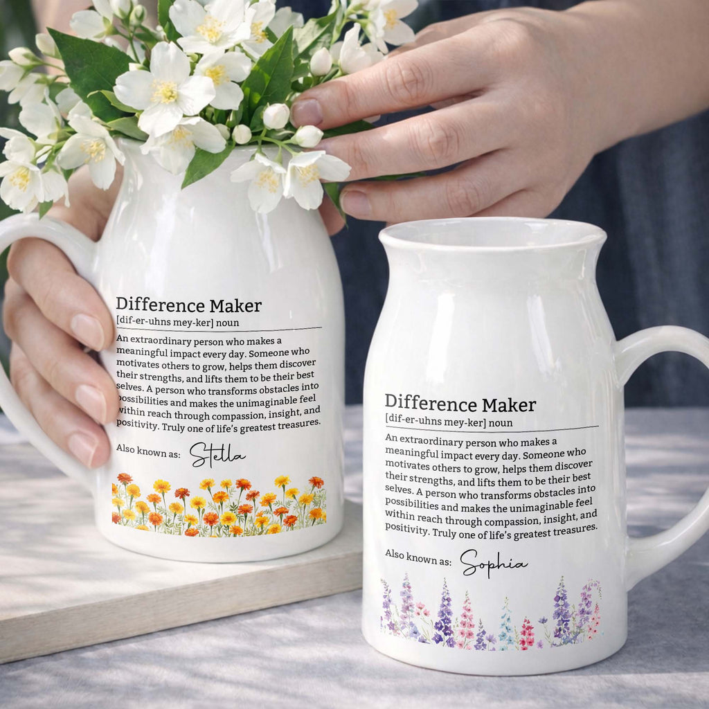 Personalized Ceramic Flower Vase Custom Name Birth Month Flowers Gift for Retirement Flower Vase GradoCreations
