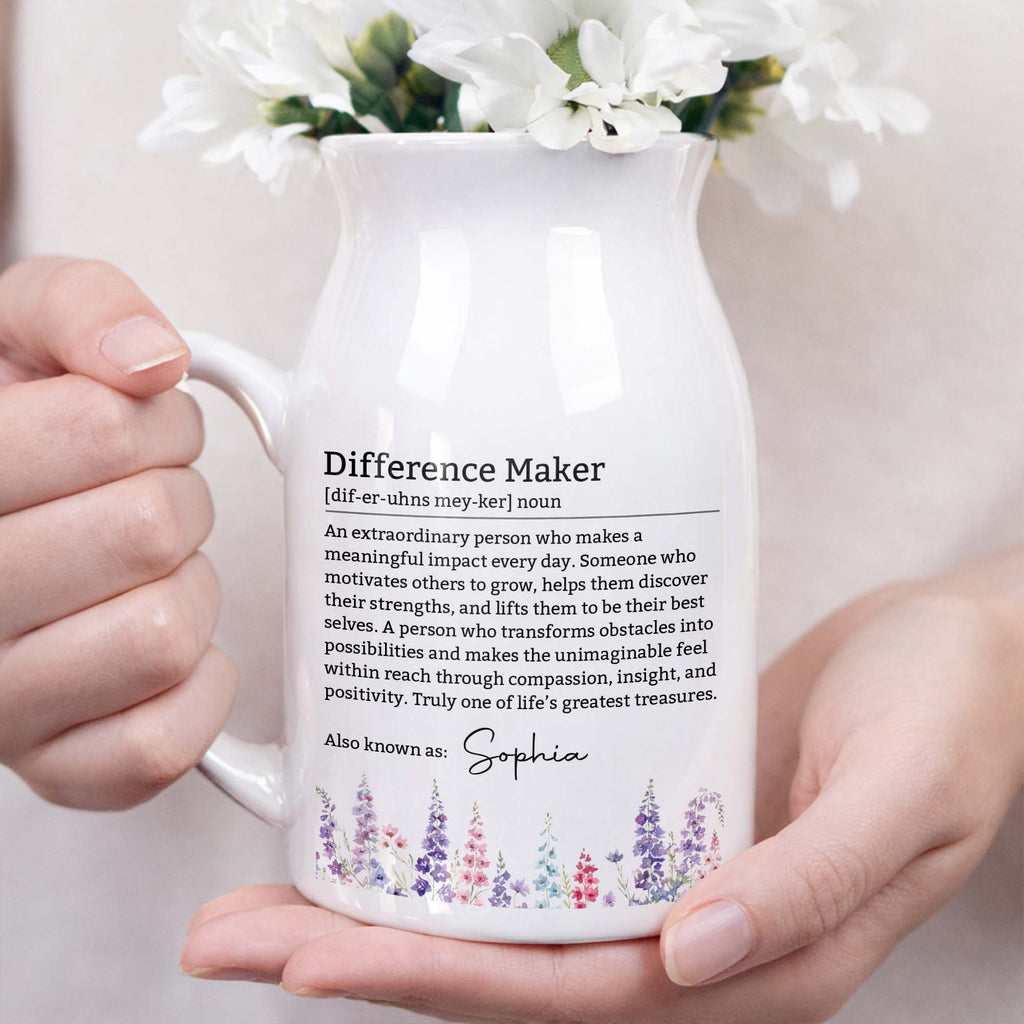 Personalized Ceramic Flower Vase Custom Name Birth Month Flowers Gift for Retirement Flower Vase GradoCreations