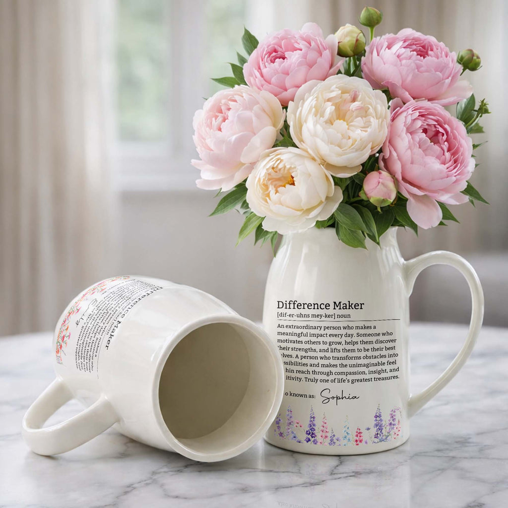 Personalized Ceramic Flower Vase Custom Name Birth Month Flowers Gift for Retirement Flower Vase GradoCreations