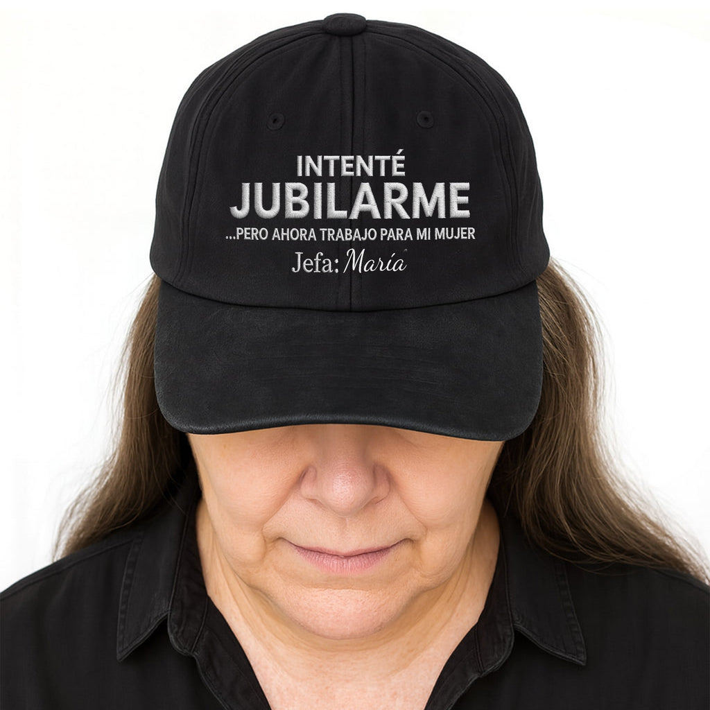 Personalized Washed Denim Cap Custom Text Gift for Retirement Washed Denim Cap GradoCreations