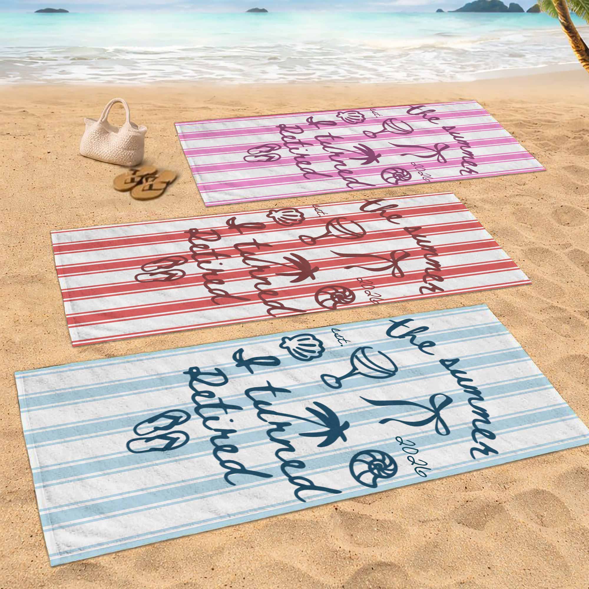 Personalized Beach Towel Custom Name Flip Flops Gift for Retirement Beach Towels GradoCreations