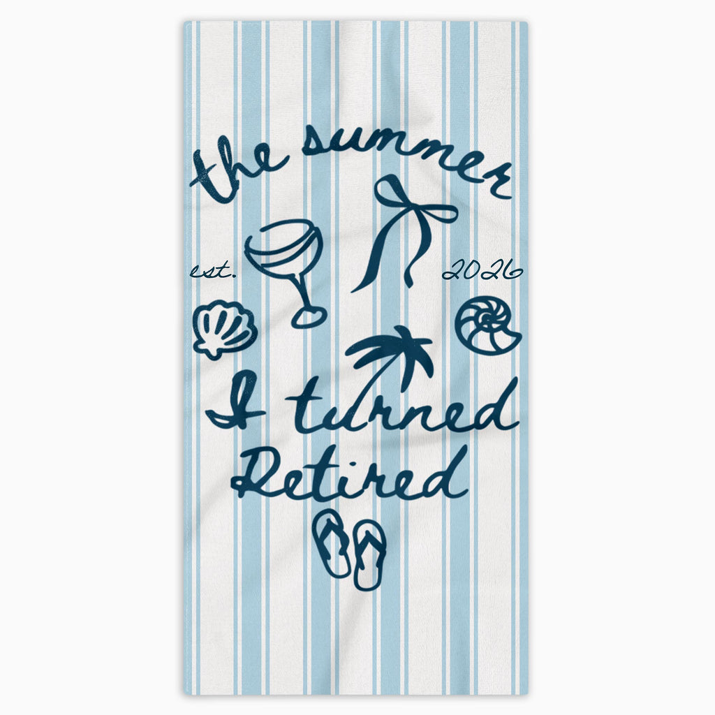 Personalized Beach Towel Custom Name Flip Flops Gift for Retirement Beach Towels GradoCreations