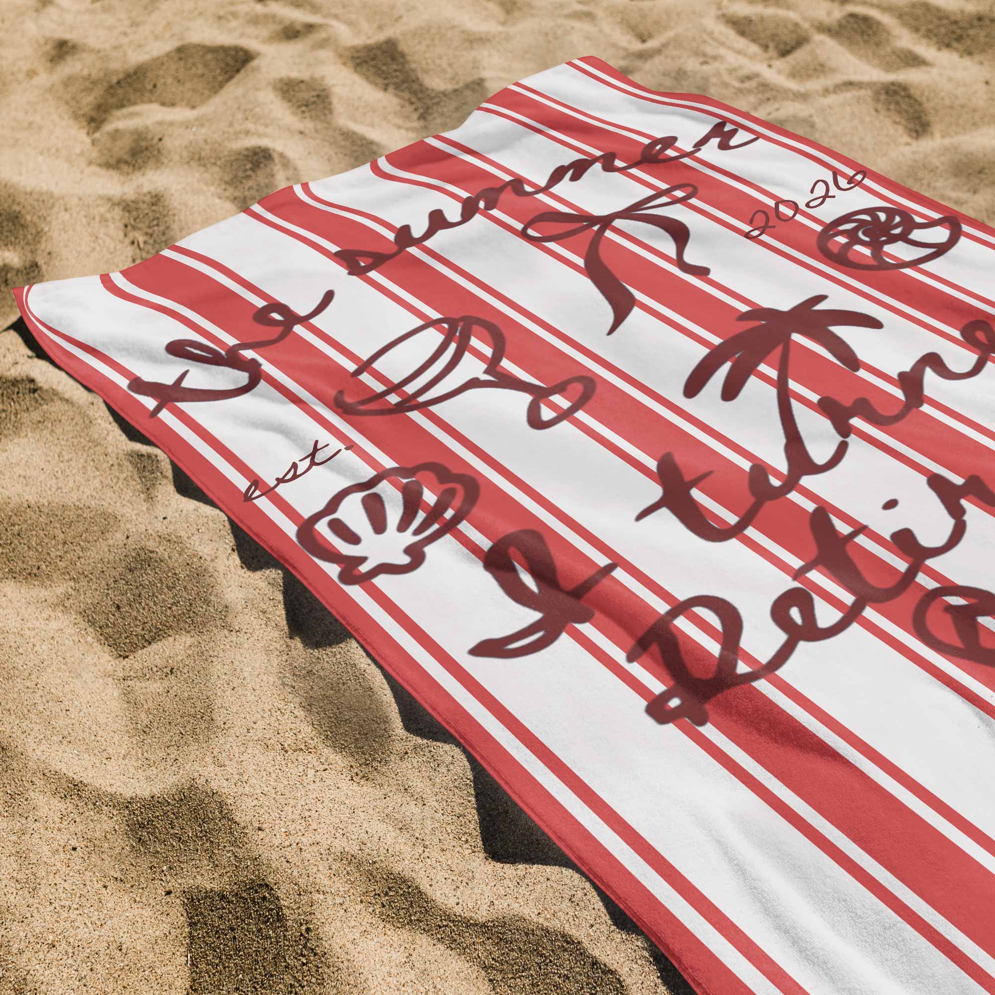 Personalized Beach Towel Custom Name Flip Flops Gift for Retirement Beach Towels GradoCreations