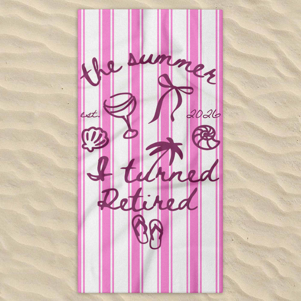 Personalized Beach Towel Custom Name Flip Flops Gift for Retirement Beach Towels GradoCreations