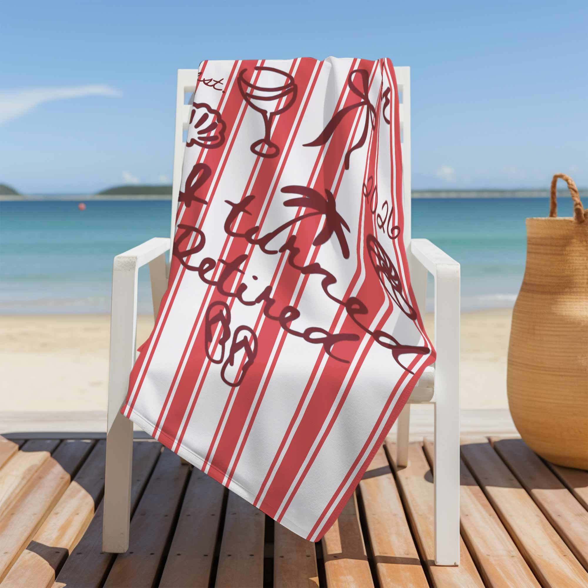 Personalized Beach Towel Custom Name Flip Flops Gift for Retirement Beach Towels GradoCreations