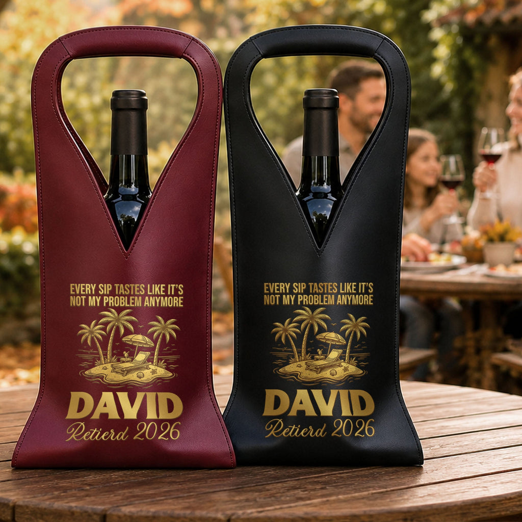 Personalized Leather Wine Bag Custom Name Gift for Retirement Leather Wine Bag GradoCreations