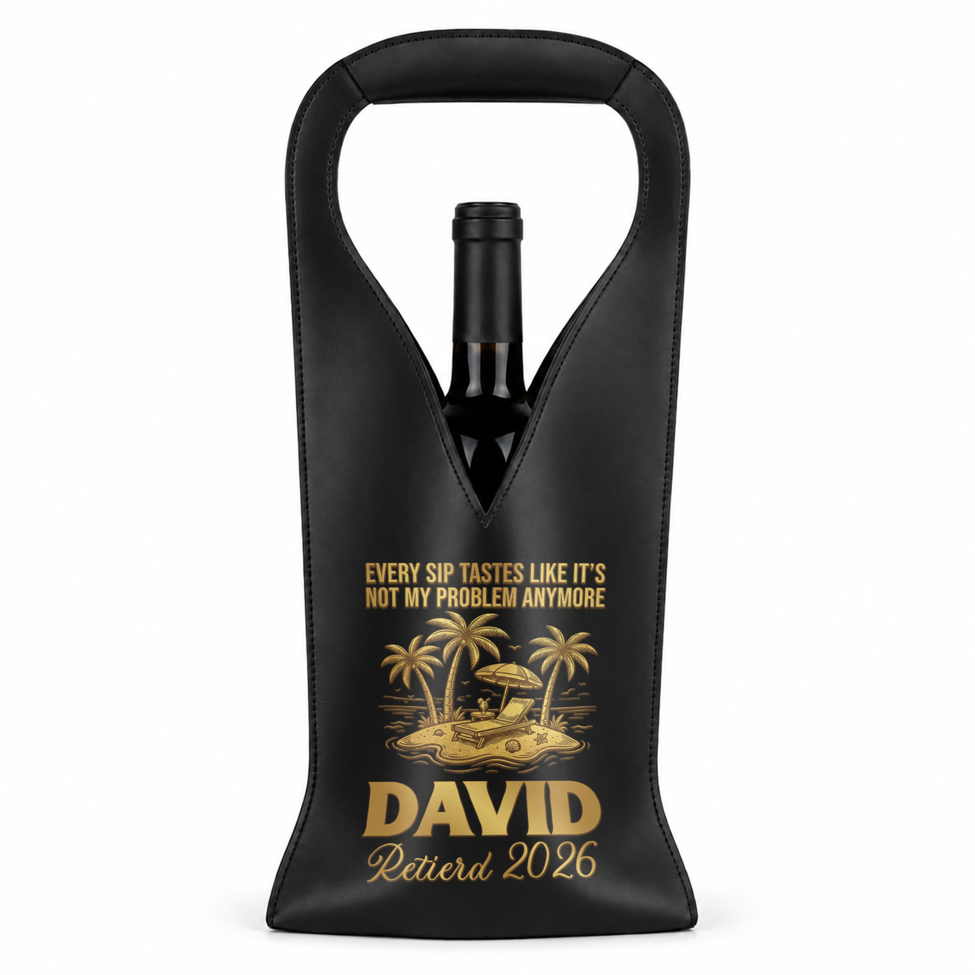 Personalized Leather Wine Bag Custom Name Gift for Retirement Leather Wine Bag GradoCreations