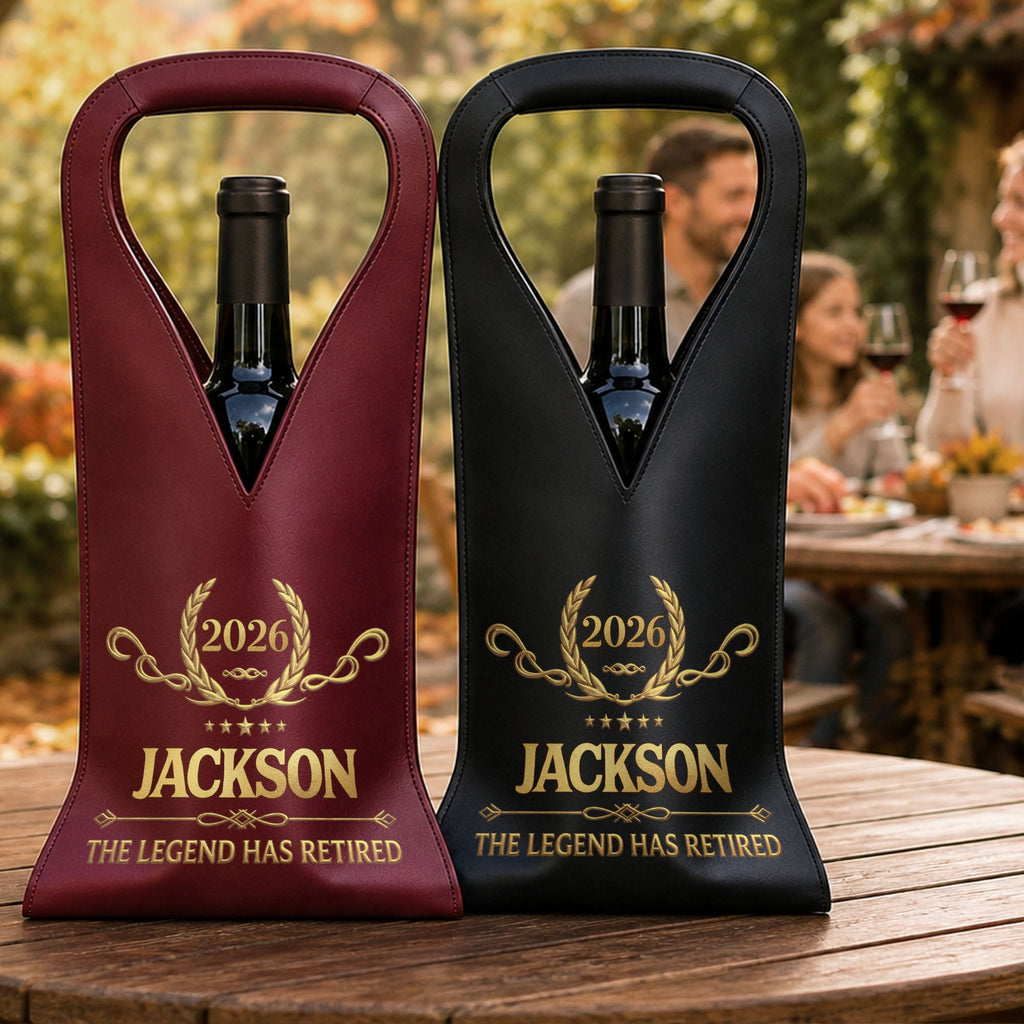 Personalized Leather Wine Bag Custom Name Gift for Retirement Leather Wine Bag GradoCreations