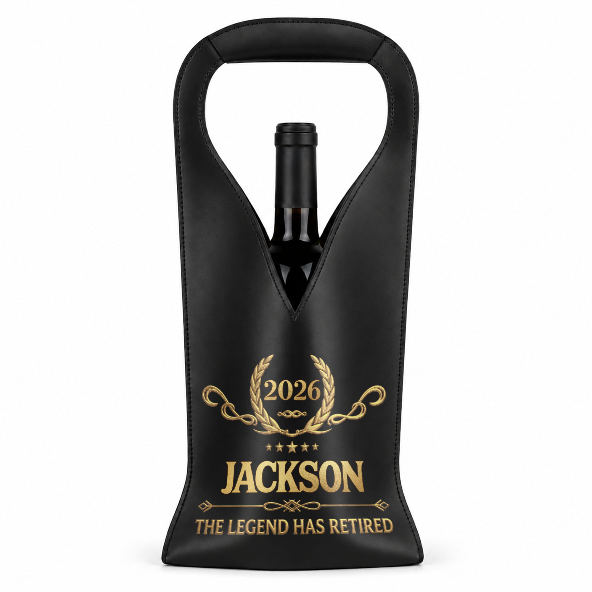 Personalized Leather Wine Bag Custom Name Gift for Retirement Leather Wine Bag GradoCreations