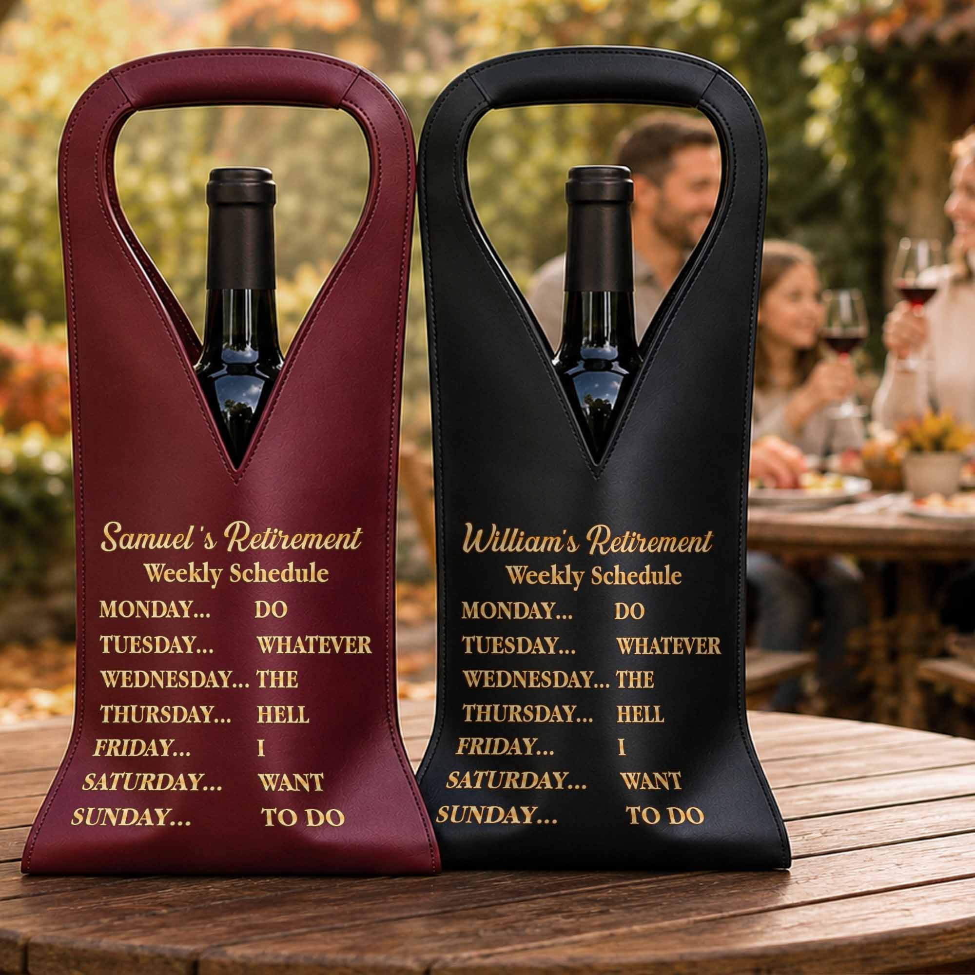 Personalized Leather Wine Bag Custom Name Gift for Retirement Leather Wine Bag GradoCreations