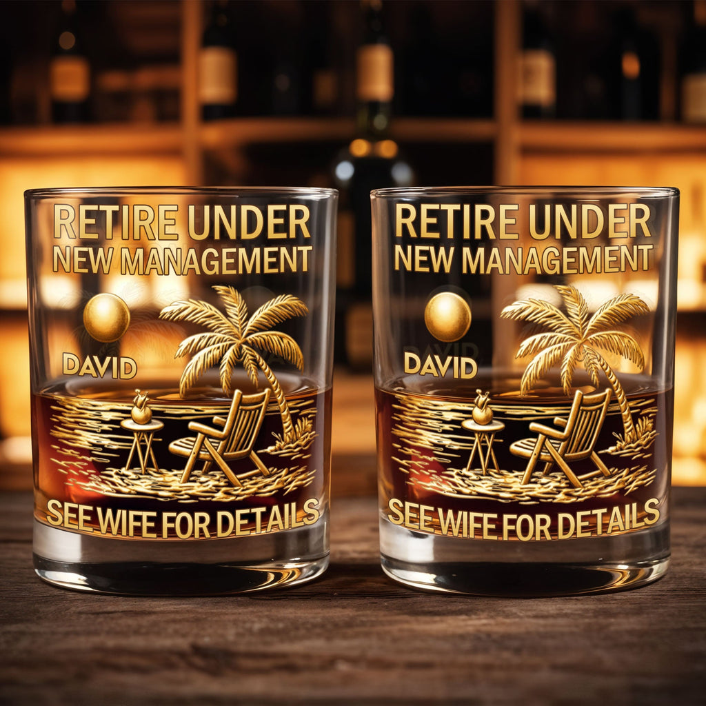 Personalized Whiskey Glass with Beach Scene Custom Name Gift for Retirement Whiskey Glass GradoCreations