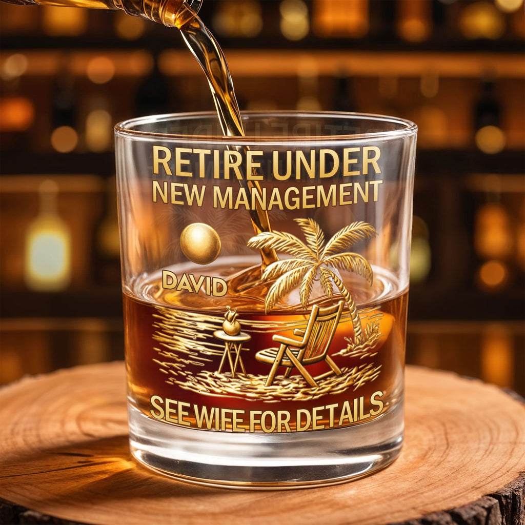 Personalized Whiskey Glass with Beach Scene Custom Name Gift for Retirement Whiskey Glass GradoCreations