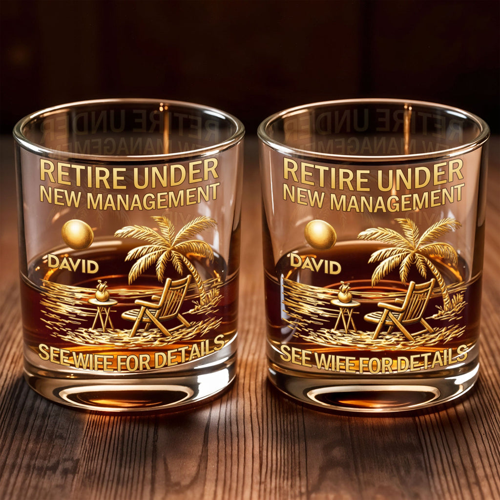Personalized Whiskey Glass with Beach Scene Custom Name Gift for Retirement Whiskey Glass GradoCreations