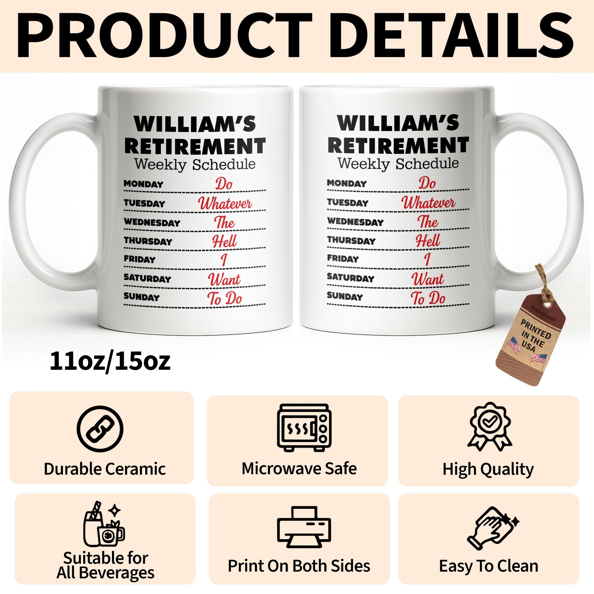 Funny Retirement Coffee Mug Custom Name Gift for Dad Edge-to-edge Mug GradoCreations