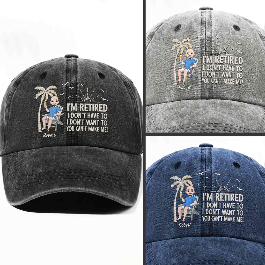 Personalized Washed Denim Cap Custom Retirement Gift for Dad