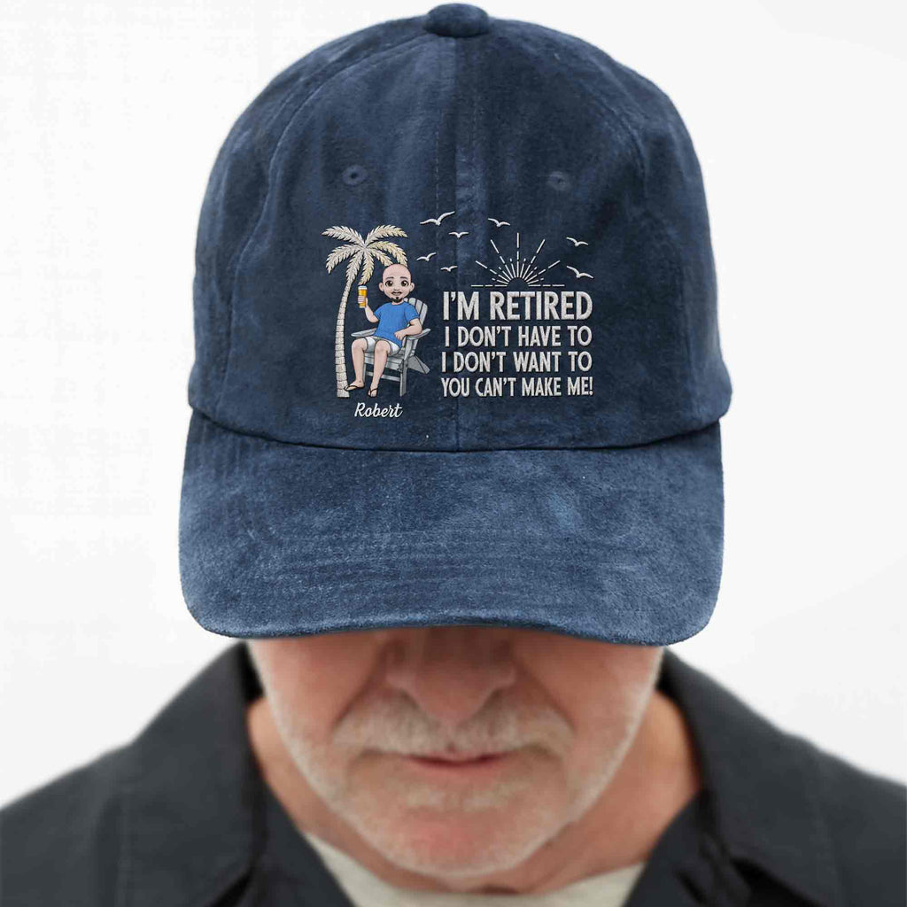 Personalized Washed Denim Cap Custom Retirement Gift for Dad